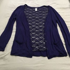 Dark purple lace back cardigan